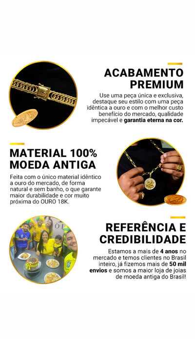 CORRENTE TIJOLINHO LONG 5MM + PINGENTE FERRADURA GRANDE